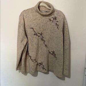 Tan Embroidered Sweater